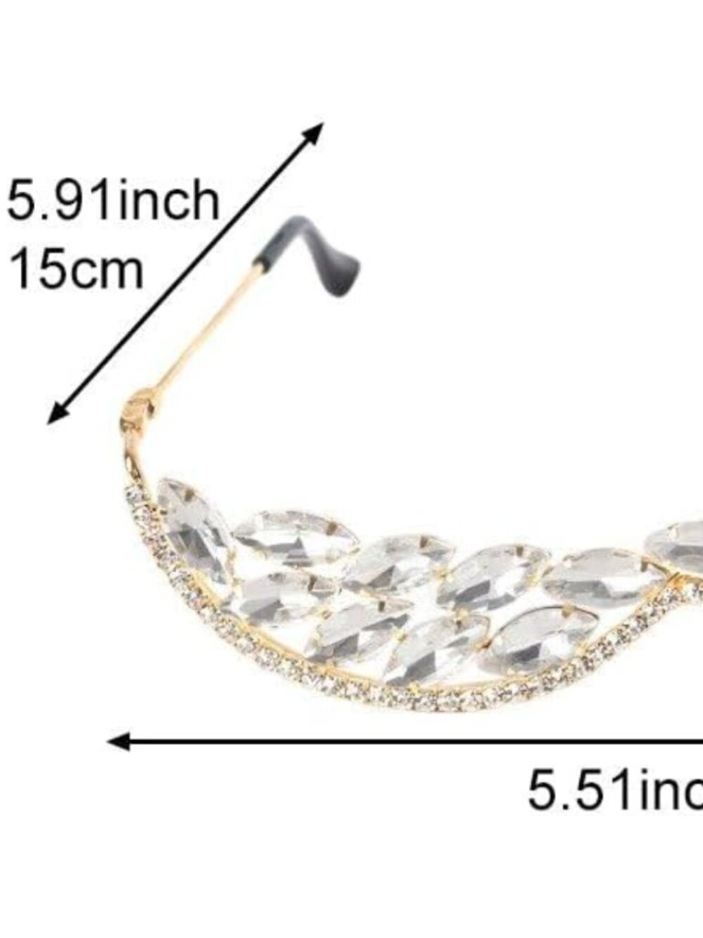 Half Frame Rhinestones Glasses - Picture 2 of 6